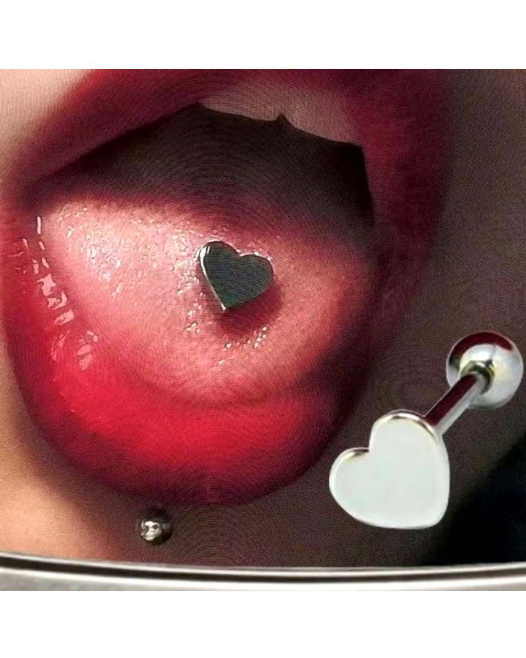 Piercing Lengua Diseño Corazon