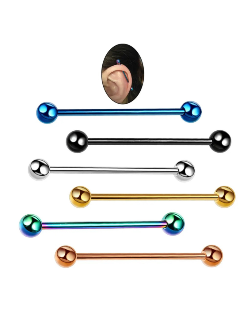 Set 6 Piercing 14g 1.6 Mm Per Orecchio Cartilagine Corpo 6 Pezzi Piercing Per Corpo In Acciaio Chirurgico - Elica, Cartilagine, Bilanciere Industriale Gioielli Body Piercing - Foto 8